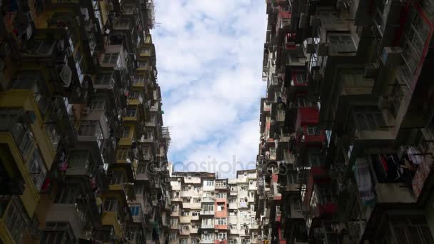 Dagen Ljus Hong Kong Berömda Hyreshus Främre Fönstren Panorama Kina — Stockvideo