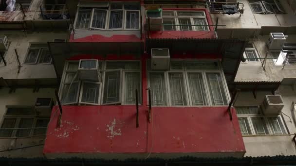 日時間香港市内ブロック マンション正面 中国の生活 — ストック動画