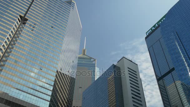 Slunečný Den Hong Kong City Centru Ulice Čína Panorama Zobrazení — Stock video