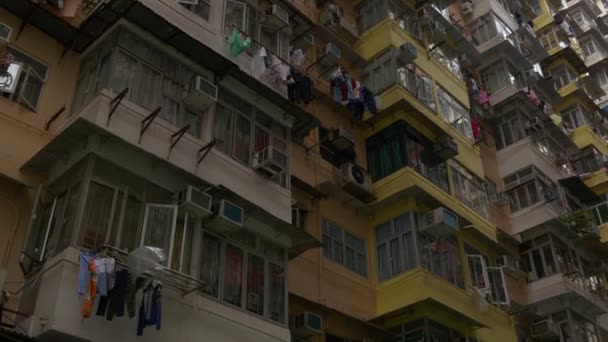 Ημέρα Ώρα Πόλη Χονγκ Κονγκ Ζουν Μπλοκ Πολυκατοικία Μπροστινή Όψη — Αρχείο Βίντεο