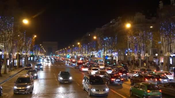 巴黎夜交通 — 图库视频影像
