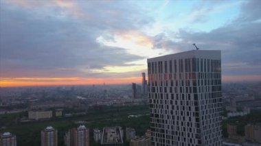 Moskova şehir modern yaşam engellemek cityscape havadan görünümü panorama 4k Rusya aşağı