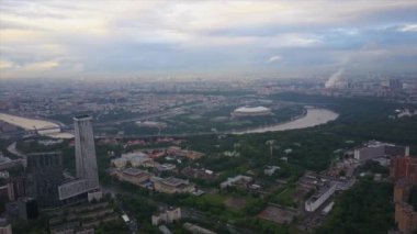 Moskova şehir nehir bay havadan görüntüleri panorama 4k Rusya 