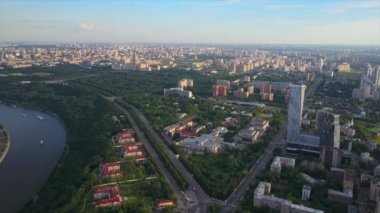Moskova şehir nehir bay havadan görüntüleri panorama 4k Rusya 