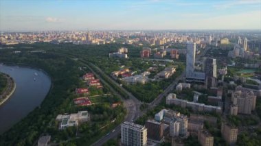 Moskova şehir nehir bay havadan görüntüleri panorama 4k Rusya 