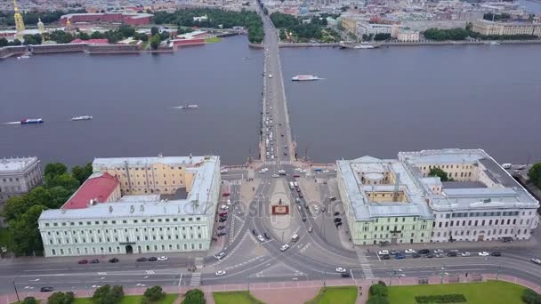 Saint Petersburg Şehir Neva Nehri Güzel Havadan Görünümü — Stok video