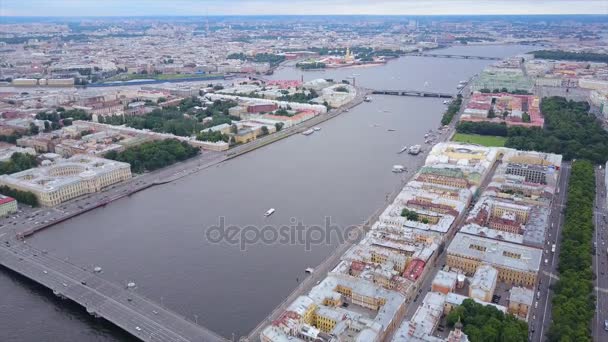 Bela Vista Aérea Cidade São Petersburgo Rio Neva — Vídeo de Stock