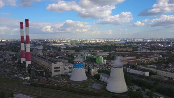 Día Soleado Moscow Industrial Fábrica Paisaje Urbano Panorama Aéreo Rusia — Vídeo de stock