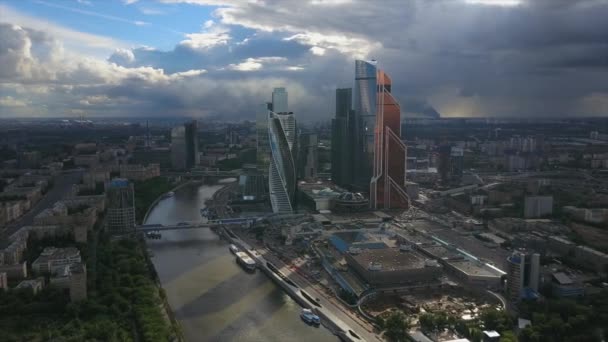 Moskova Şehir Nehir Bay Havadan Görüntüleri Panorama Rusya — Stok video