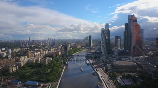 Moscow City Rzeki Bay Antenowe Materiał Filmowy Panorama Rosji — Wideo stockowe