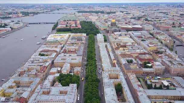 Schöne Luftaufnahme Von Heiligen Petersburg Stadt Und Neva Fluss — Stockvideo