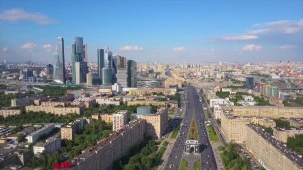 Μόσχα Πόλη Ηλιόλουστη Μέρα Κυκλοφορίας Ρωσία Πανόραμα — Αρχείο Βίντεο