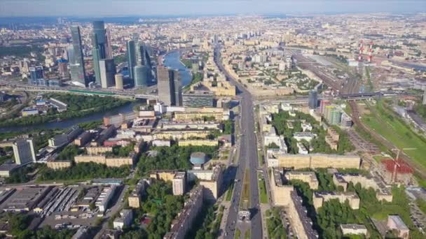 Jour Heure Moderne Moscou Ville Célèbre Kutuzovsky Circulation Avenue Panoramique — Video