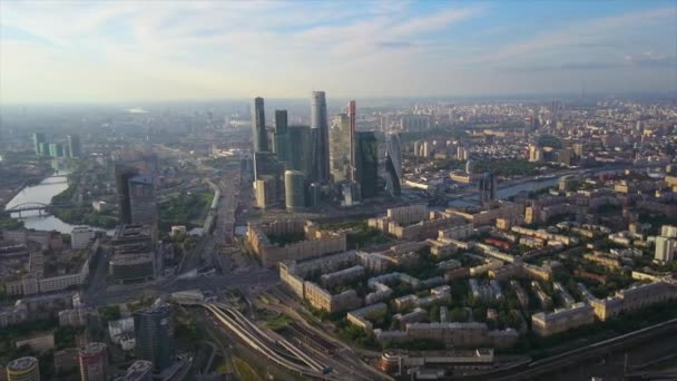 Moskva City Říční Záliv Letecké Záběry Panorama Rusku — Stock video