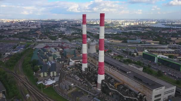 Día Soleado Moscow Industrial Fábrica Paisaje Urbano Panorama Aéreo Rusia — Vídeo de stock