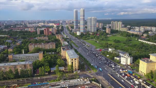 Moscow City Sunny Day Traffic Panorama Russia — Stock Video