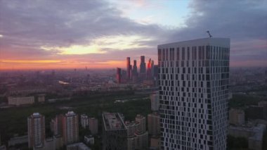 Moskova şehir modern yaşam engellemek cityscape havadan görünümü panorama 4k Rusya aşağı
