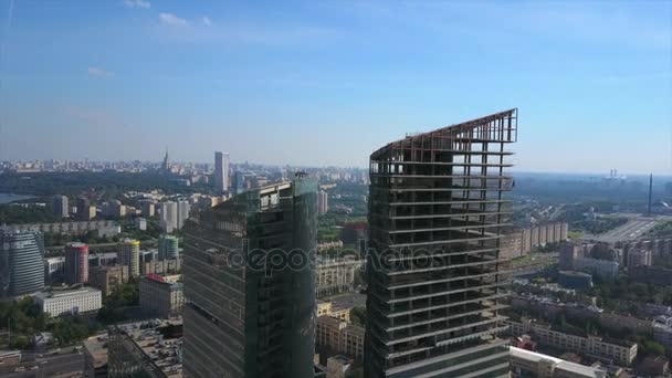 Moskva Moderní Město Slunečný Den Stavby Letecké Panorama Rusku — Stock video