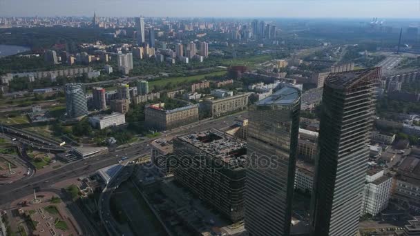 Moskou Poklonnaya Hill Park Plein Avenue Stadsgezicht Luchtfoto Beeldmateriaal Verkeer — Stockvideo