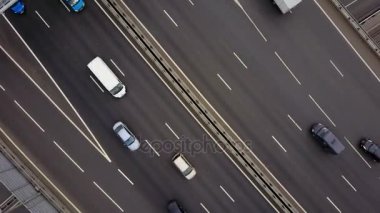 Moskova şehir gün zaman trafik yol sıklığı hava Kavşağı kavşak panorama 4k Rusya