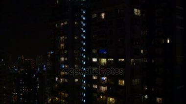 Gece Hong Kong cityscape panorama