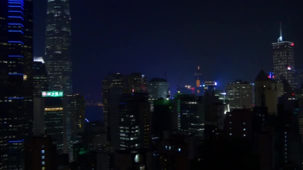 Panoramę gród Hong Kong nocą — Wideo stockowe