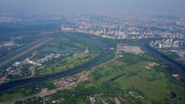 Moscovo Cidade Rio Baía Imagens Aéreas Panorama Rússia — Vídeo de Stock