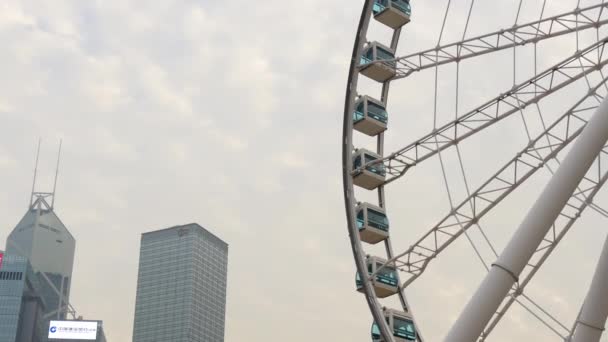 Sol Día Hong Kong Ciudad Centro Volante Panorama China — Vídeos de Stock