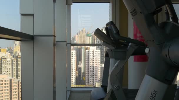 Dag Tid Hong Kong Hotel Gym Panorama Kina — Stockvideo