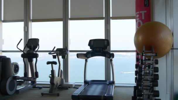 Hora Del Día Hong Kong Hotel Gimnasio Panorama China — Vídeos de Stock