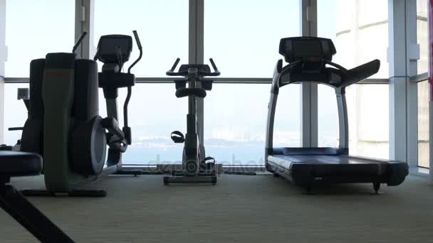 Ημέρα Ώρα Χονγκ Κονγκ Κίνα Πανόραμα Γυμναστήριο Ξενοδοχείο — Αρχείο Βίντεο