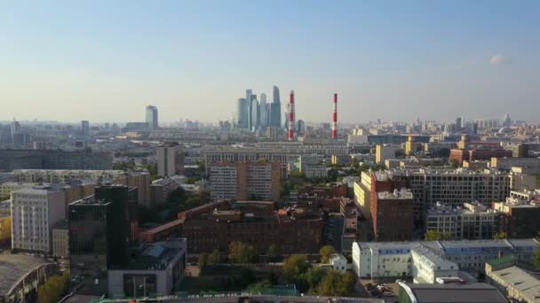 Panorama Aéreo Del Distrito Hamovniki Moscú Metraje Rusia — Vídeos de Stock