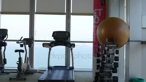 Hora Del Día Hong Kong Hotel Gimnasio Panorama China — Vídeo de stock