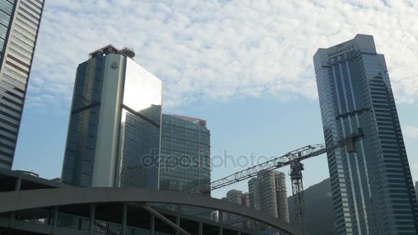 Sol Día Hong Kong Centro Construcción Tapas Panorama China — Vídeo de stock