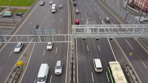 Moskva City Dag Tid Trafik Road Ttk Ringvägen Antenn Panorama — Stockvideo