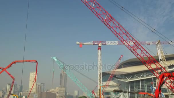 Sonniger Tag Hong Kong City Bay Construction Der Nähe Der — Stockvideo