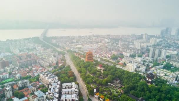 Ώρα Λήξη Πλάνα Αστικό Τοπίο Της Πόλης Γουχάν Κίνα — Αρχείο Βίντεο