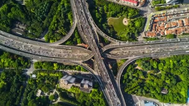 Dag Tijd Verkeer Shanghai Stadsgezicht Luchtfoto Panorama China — Stockvideo