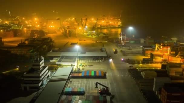 Noche Iluminado Famoso Shanghai Pudong Paisaje Urbano Panorama Aéreo China — Vídeo de stock