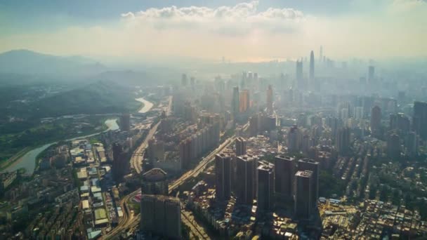 Shen Zhen Városkép Felvételeket Panoráma — Stock videók