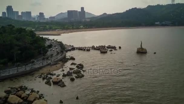 Zhuhai πόλη fisher κορίτσι monumen — Αρχείο Βίντεο