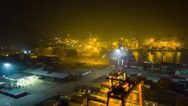 Noite Iluminado Famoso Shanghai Pudong Cityscape Aéreo Panorama China — Vídeo de Stock