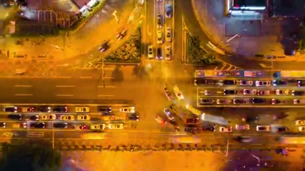 Ночное Движение Шанхае Cityscape Воздушная Панорама Китай — стоковое видео