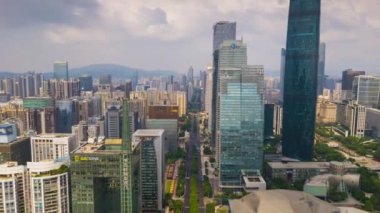 Gündüz vakti Guangzhou Endüstriyel Şehir Havası Panoraması. 4k zaman dilimi Çin porseleni