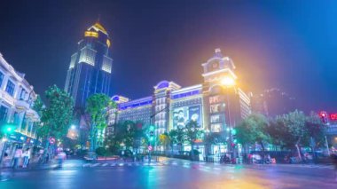 Zaman atlamalı görüntüleri Wuhan City ile yoğun trafik, Çin