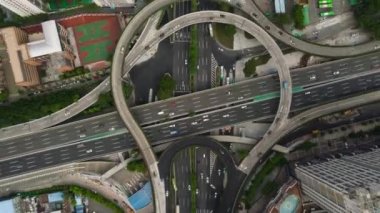 Gün zaman Guangzhou cityscape Rating hava panorama. 4 k timelapse görüntüleri Çin