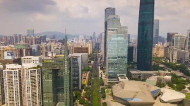 Gündüz vakti Guangzhou Endüstriyel Şehir Havası Panoraması. 4k zaman dilimi Çin porseleni