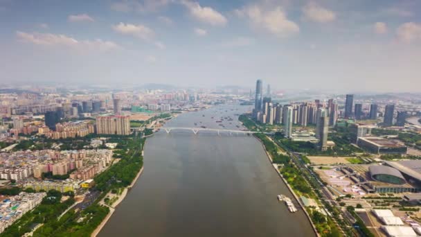 Den Guangzhou Průmyslové Město Letecké Panorama Timelapse Video Porcelán — Stock video