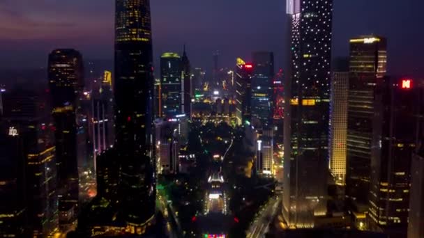 Νύχτα Guangzhou Βιομηχανική Cityscape Εναέρια Πανόραμα Timelapse Βίντεο Κίνα — Αρχείο Βίντεο
