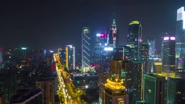 Noche Guangzhou Paisaje Urbano Industrial Panorama Aéreo Timelapse Metraje China — Vídeos de Stock